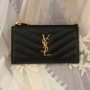 Ysl monogram zippered card holder
